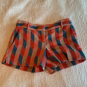 LOFT geometric pink and teal shorts